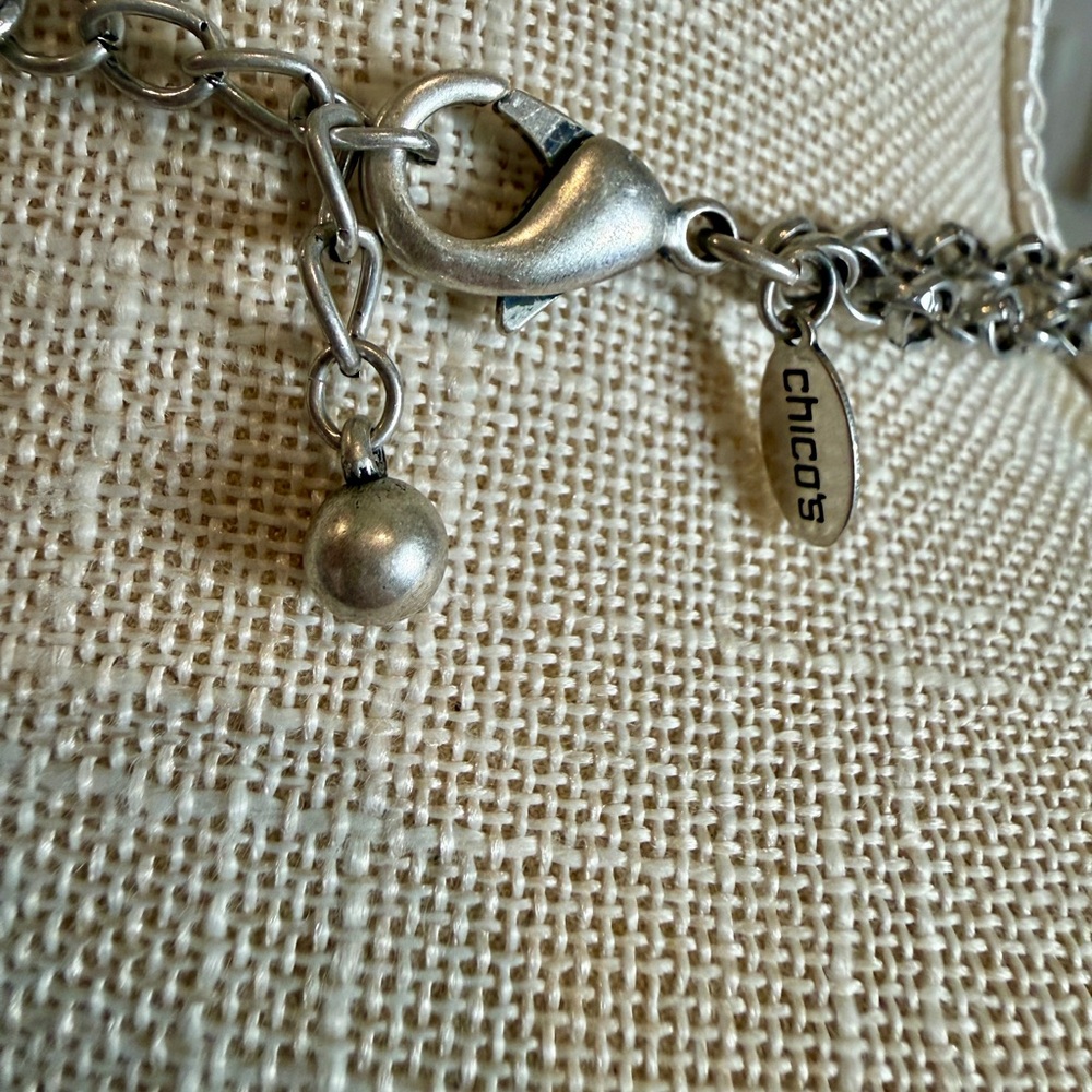 Chico's Silver Tone and Blue Agate Statement Necklace - Picture 4 of 7
